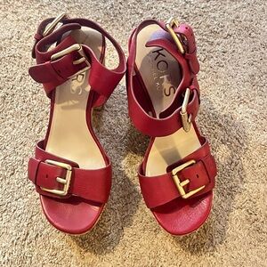 Michael Kors Bold Red Sandals with Buckles